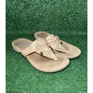 Vionic Sandals Womens‎ Size 8.5 Snakeskin Bow Thong Slide Arch Support Flip-Flop
